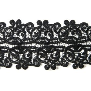 Metallic Lace Trim |  4" Metallic Black Lace Trim Lace Trim Black