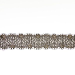 Metallic Lace Trim |  Black And Metallic Gold Floral Scalloped Eyelash Lace Trim – 3.5" Fine Lace Trim Black,Gold