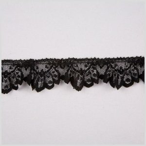 Pleated Lace Trim |  1.125" Black Pleated Lace Lace Trim Black