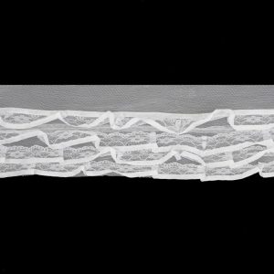 Pleated Lace Trim |  3.5" White Pleated Lace W/ Satin Edge Lace Trim Pleated Lace Trim