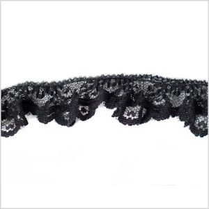 Pleated Lace Trim |  7/8" Black Lace Lace Trim Black