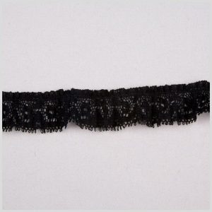 Pleated Lace Trim |  7/8" Black Pleated Lace Lace Trim Black