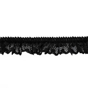 Ruffled Lace Trim |  Black Ruffled Stretch Lace Trimming – 1" Crochet Lace Trim Black