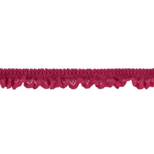 Ruffled Lace Trim |  Deep Pink Ruffled Stretch Lace Trimming – 0.625" Crochet Lace Trim Crochet Lace Trim