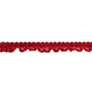 Ruffled Lace Trim |  Fire Engine Red Criss Cross Crochet Trimming – 0.625" Crochet Lace Trim Aura Orange