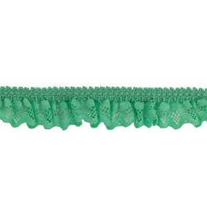 Ruffled Lace Trim |  Spearmint Ruffled Stretch Lace Trimming – 1" Crochet Lace Trim Crochet Lace Trim