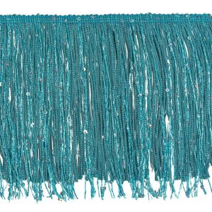 Sequin Fringe |  Turquoise Holographic Sequins Chainette Fringe – 6" Chainette Fringe Chainette Fringe