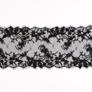 Sequin Lace Trim |  Black Beaded And Sequined Lace Trim – 6.5" Beaded Lace Trim Beaded Lace Trim