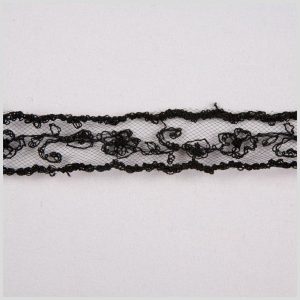 Sheer Lace Trim |  7/8" Black Sheer Lace Lace Trim Black