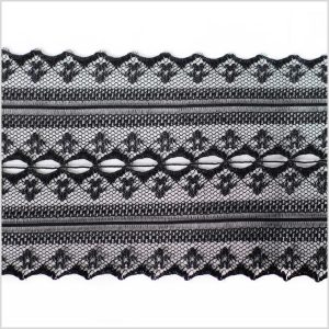 Sheer Lace Trim |  Black Sheer Lace Trimming – 3.25" Lace Trim Black