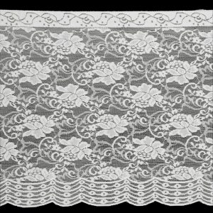 Stretch Lace Trim |  White Floral Stretch Lace Trim With Scalloped Edge – 10.75" Floral Lace Trim Floral Lace Trim