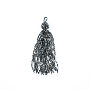 Tassels |  Large Gunmetal Beaded Tassel – 6" Tassels Gunmetal