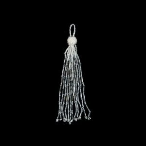 Tassels |  Medium Ivory And Silver Beaded Tassel – 5" Tassels Ivory,Silver