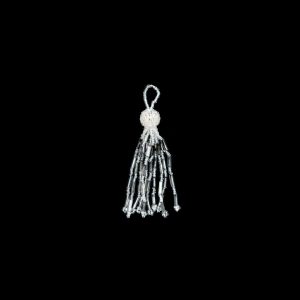 Tassels |  Small Ivory And Silver Beaded Tassel – 3" Trim Accessories Ivory,Silver