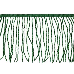 Beaded Fringe |  Green Beaded Fringe On Braided Lip – 5" Beaded Fringe Beaded Fringe