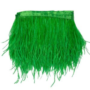 Feather Fringe |  Fern Green Single Ply Ostrich Feather Fringe Trim – 5" Feather Fringe Feather Fringe