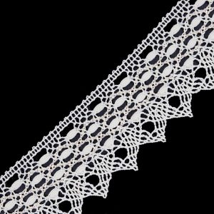 Crochet Lace Trim |  Ivory Scalloped Crochet Lace Trim With Satin Ribbon Detail – 2" Crochet Lace Trim Crochet Lace Trim