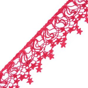 Crochet Lace Trim |  Red Crochet Lace Star Trim – 3" Crochet Lace Trim Crochet Lace Trim