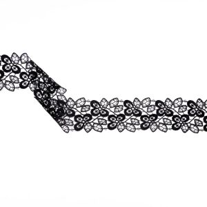 Floral Lace Trim |  Fancy Black Floral Venise Lace Trim – 2.5" Fine Lace Trim Black