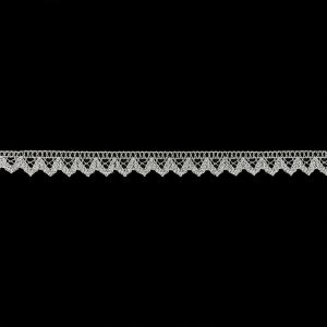 Floral Lace Trim |  Silver Lurex Geometric Scalloped Lace Trimming – 0.625" Floral Lace Trim Floral Lace Trim