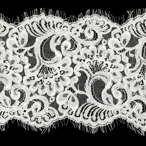 Floral Lace Trim |  White Floral Corded Lace Trim With Eyelash Fringe Edges – 7" Corded Lace Trim Corded Lace Trim