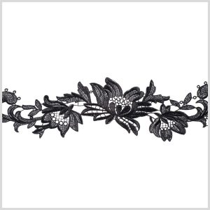 Metallic Lace Trim |  3" Metallic Black Floral Lace Trim Floral Lace Trim Black