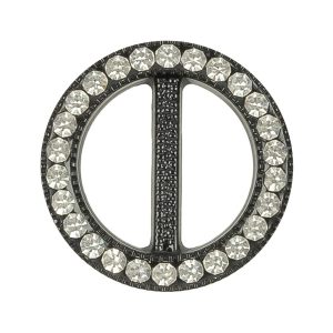 Buckles |  Vintage Crystal Rhinestones And Black Circular Plastic Slider – 1.125" Buckles Buckles