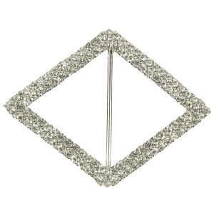 Buckles |  Vintage Czech Crystal Rhinestones And Silver Metal Diamond Slider – 3.25" X 4.375" Buckles Buckles