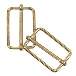 Buckles |  Yellow Gold Rectangular Overall Slides Pair – 1.25" X 1" Buckles Buckles